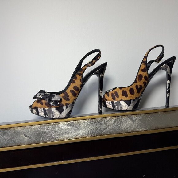 Emilio Pucci Shoes - Emilio Pucci Ponyhair Slingback Platforms Baddie Luxury Animal Print Sz 9